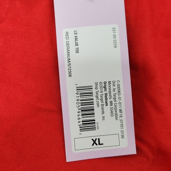 3/$20 Wild Fable T-Shirt Womens XL Red Long-Sleeve Cropped Solid Crop Top Cotton - Picture 6 of 9